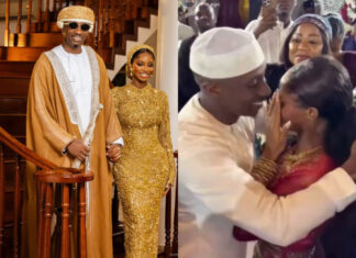 Priscilla Ojo and her husband, Juma Jux, tearfully celebrate their wedding