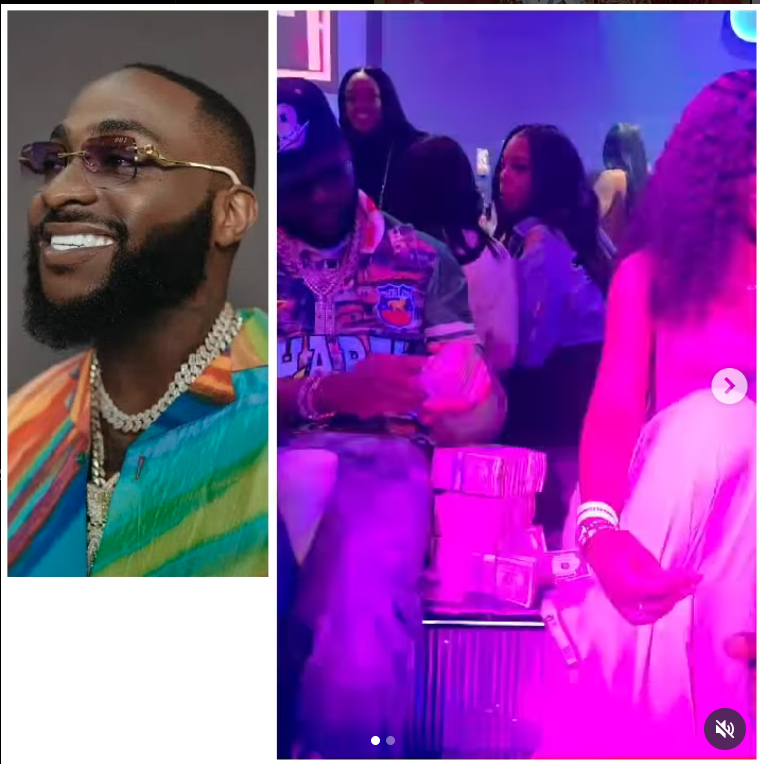 Davido showers the strip club with dollar bills while celebrating his 33rd birthday (Video)