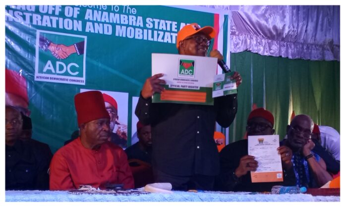 2027: Peter Obi Formally Picks Up ADC Membership Card in Anambra [PHOTOS]