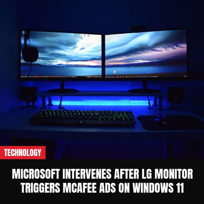 Microsoft Intervenes After LG Monitor Triggers McAfee Ads on Windows 11