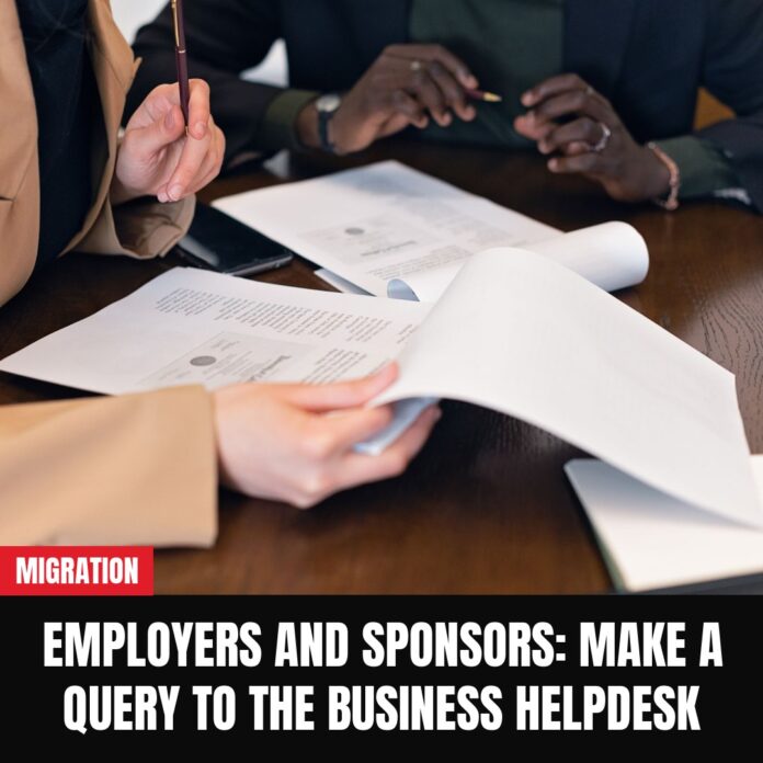 Employers and sponsors: make a query to the business helpdesk