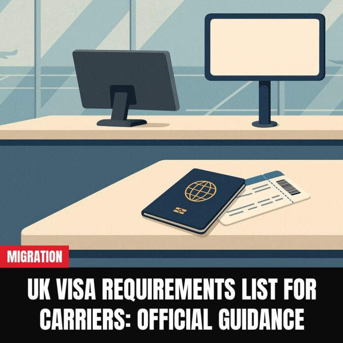 UK Visa Requirements List for Carriers: Official Guidance UK Visa Requirements List for Carriers: Official Guidance